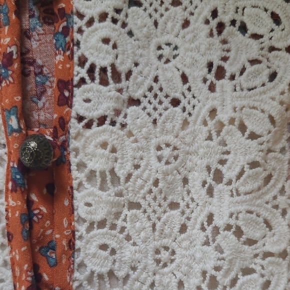 Anthro Maeve Rust Floral Boho Peasant 'Hiver' Blouse - Size 6 - Picture 4 of 10